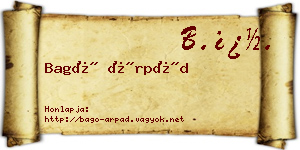 Bagó Árpád névjegykártya