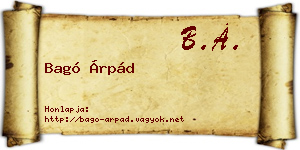 Bagó Árpád névjegykártya