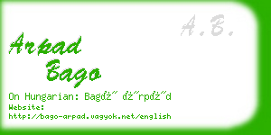 arpad bago business card